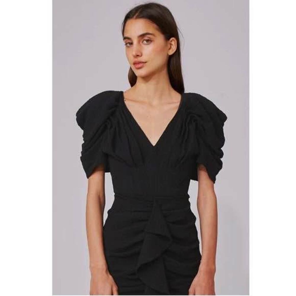 C/MEO Collective Black Mini Dress with Puff Sleeves